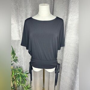 Michael Kors Black Boat Neck Side Tie Blouse Women’s Sz M